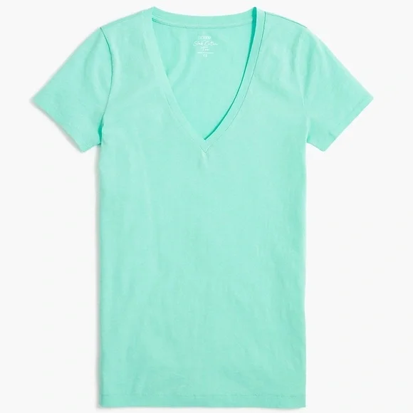J. CREW V-Neck Tee Vintage Slub Cotton Sunwashed Mint Short Sleeve T-Shirt NWT - Picture 9 of 9